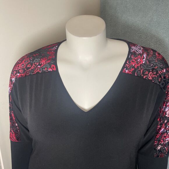 Jaclyn Smith Top Womens 1X Black Velvet Burnout Shoulder Whimsigoth Romantic - Picture 3 of 9